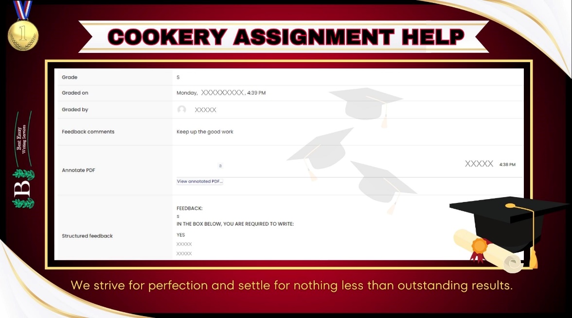 Cookery Assignment Help - Receive Top-Notch Grades