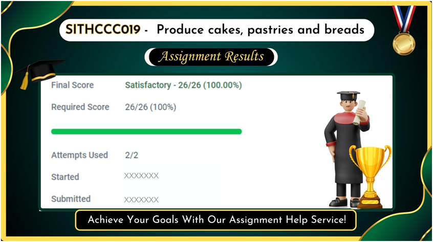 Proof of Best Results for Assignment Help for SITHCCC019 - Produce Cakes, Pastries and Breads at BEWS